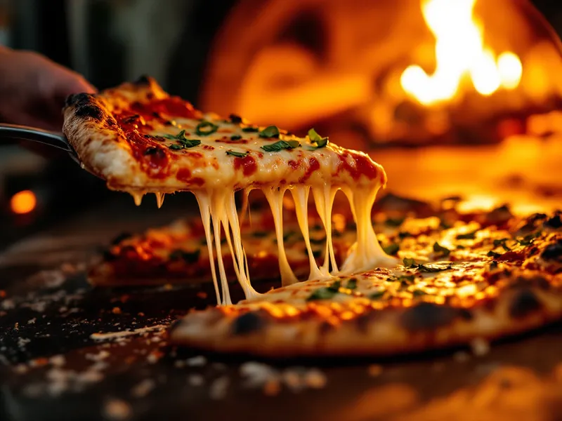 Pizza appena sfornata nel forno di Pizzzland, Firenze Sud